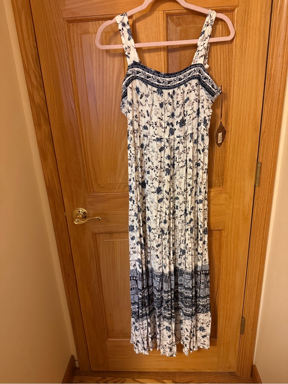Knox Rose White Maxi Dress with Blue Floral Print